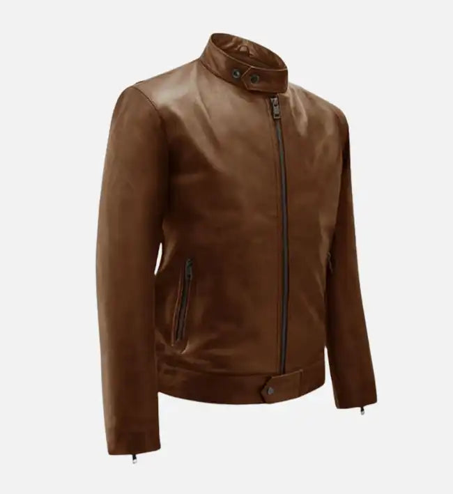 mens leather jacket spanish brown