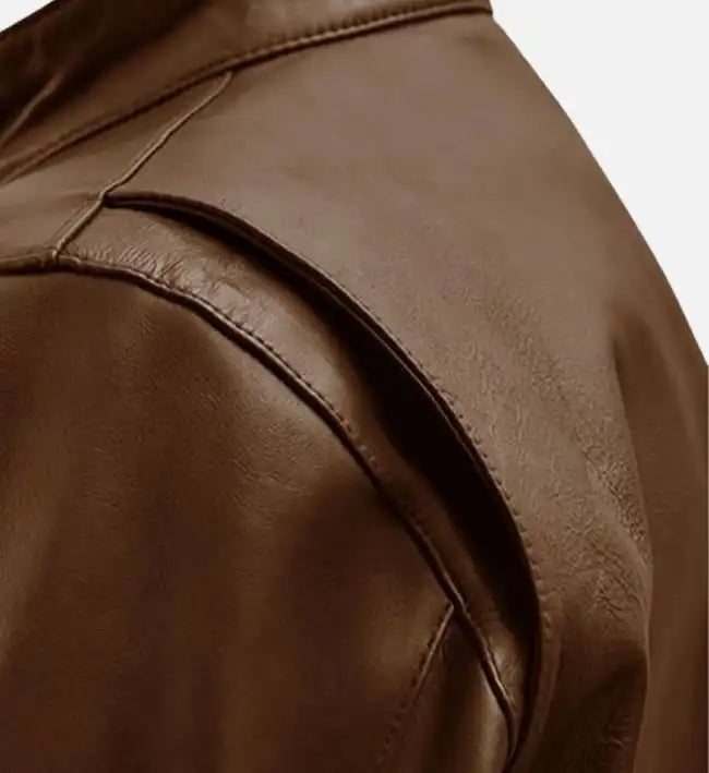 spanish brown leather mens jacket