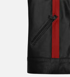 mens striped red leather jacket