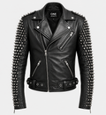 Men's Black Studded Biker Stylish Leather Jacket