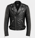 Men's Black Studded Biker Stylish Leather Jacket