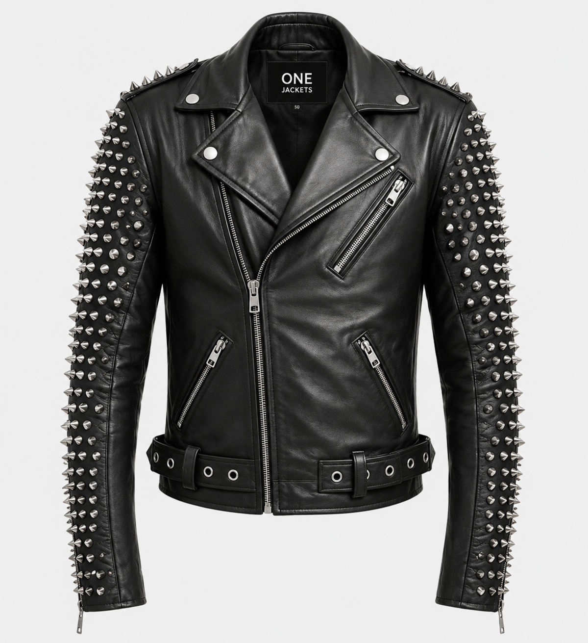 Men's Black Studded Biker Stylish Leather Jacket
