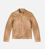 mens tan cafe racer leather jacket