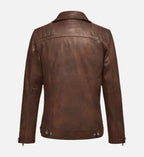 mens tan double breast biker leather jacket