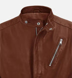 mens tan moto biker leather jacket