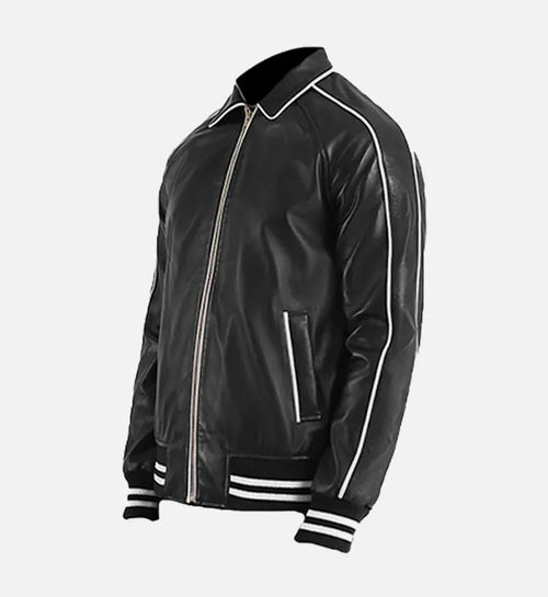 mens varsity black leather jacket