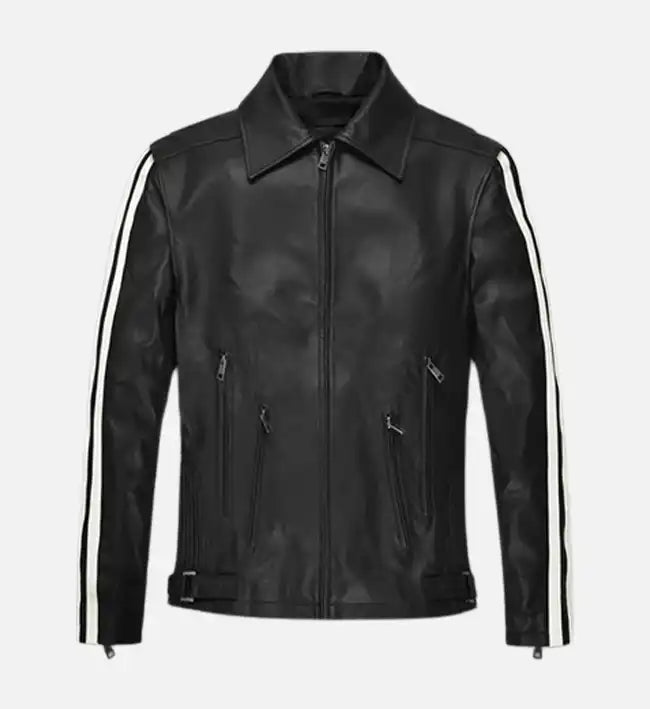 mens vintage black leather jacket