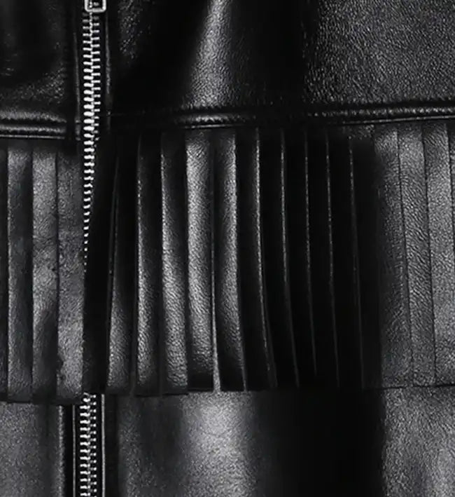 mens western black biker leather jacket