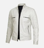 mens white cafe racer leather jacket
