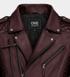 Mens Classic Wine Biker Leather Jacket