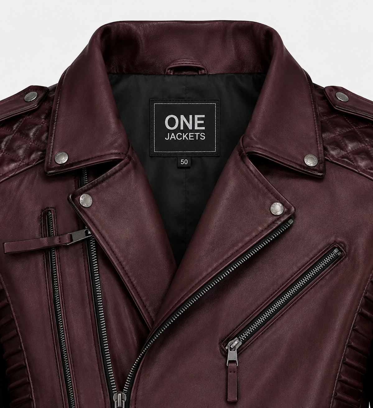 Mens Classic Wine Biker Leather Jacket