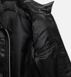 mens zip up black biker leather jacket