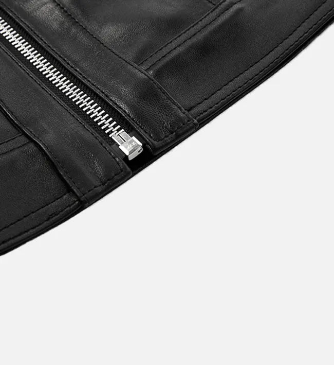 Men's Black Zip-Up Leather Jacket
