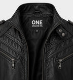 Mens Slim Fit Black Biker Leather Jacket