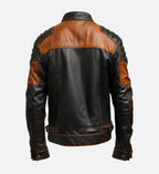 mens black tan brown biker leather jacket