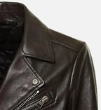 mens brown slim fit biker leather jacket
