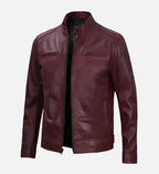 mens cafe racer jacket maroon premium leather