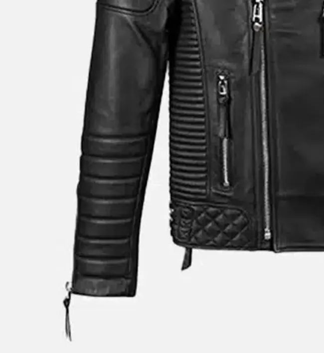 mens classic black biker leather jacket