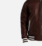mens leather maroon varsity jacket