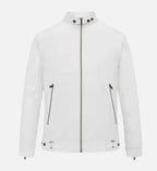 mens slim fit white biker leather jacket