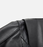 minimal black leather biker jacket for men
