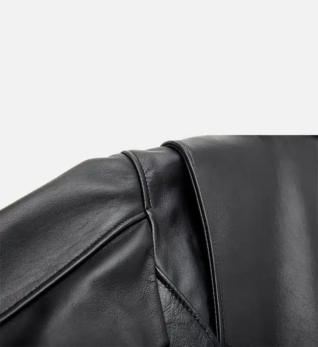 minimal black leather biker jacket for men
