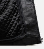 minimal black leather jumper jacket for men
