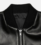 minimal black leather jumper jacket for men
