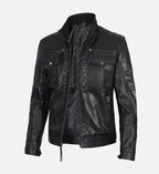 moffit mens real leather cafe racer jacket
