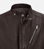 moto brown biker leather jacket for men