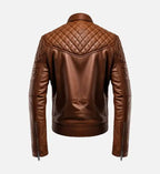 moto brown cafe racer leather jacket for men