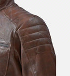 mens spanish brown moto biker leather jacket