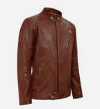 moto tan biker leather jacket for men
