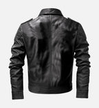 oliver black moto biker real leather jacket for men