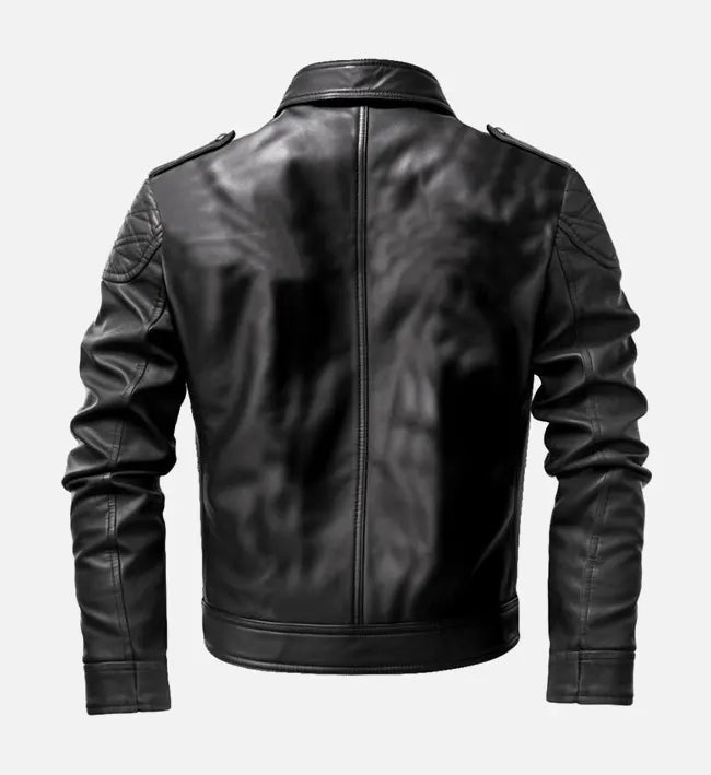 oliver black moto biker real leather jacket for men