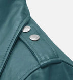 prussian blue leather jacket washed wax

