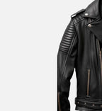 real leather black biker jacket for men