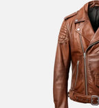 real leather brown biker jacket for men