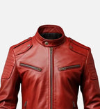 real leather red biker jacket for men