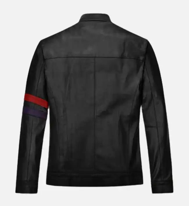 red striped leather mens jacket