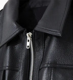 retro leather jacket with side zipper for men