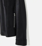 retro leather jacket with side zipper for men
