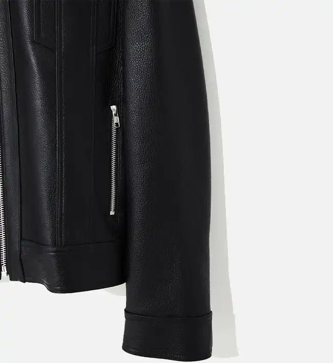 retro leather jacket with side zipper for men