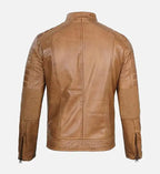 rust brown tan leather biker jacket for men
