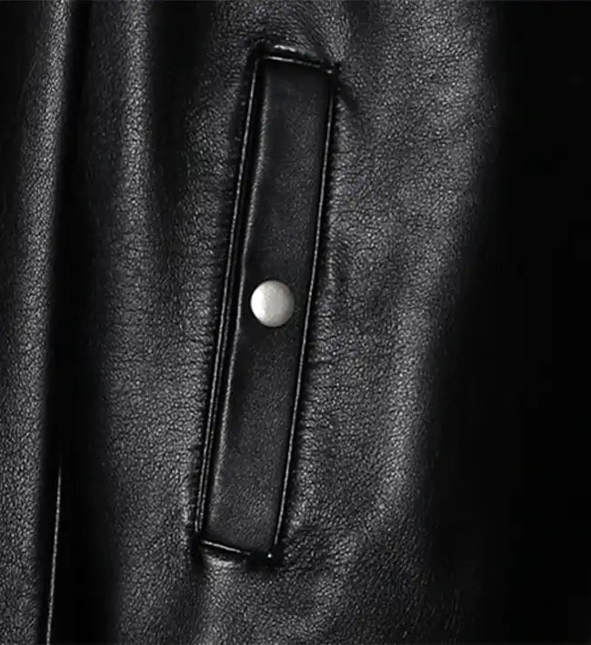 sheep skin black leather bomber jacket for men