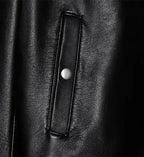 sheep skin black leather bomber jacket for men