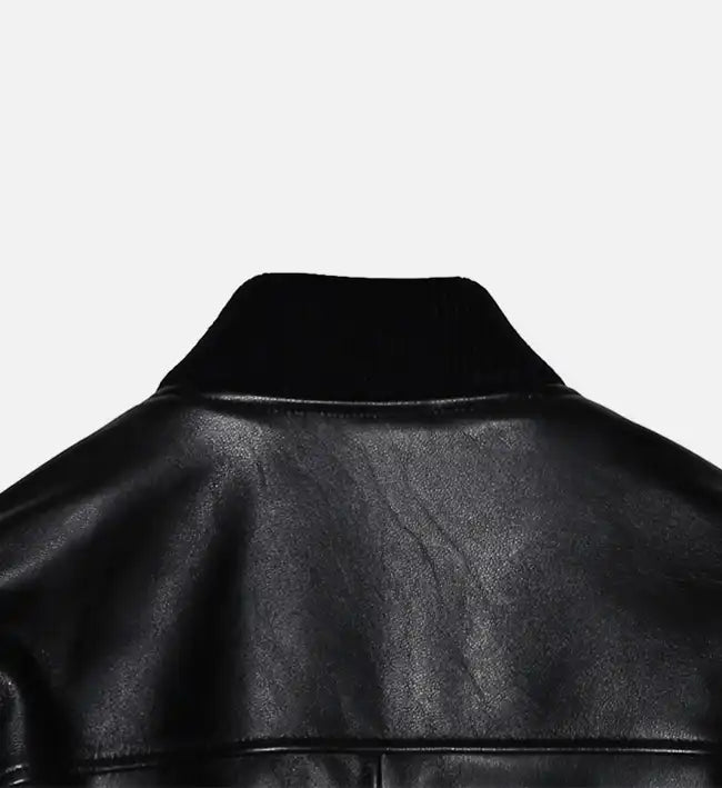 womens black bomber sheep skin leather jacket
