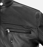 slim fit black and white leather jacket for men