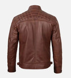 slim fit brown leather jacket for men