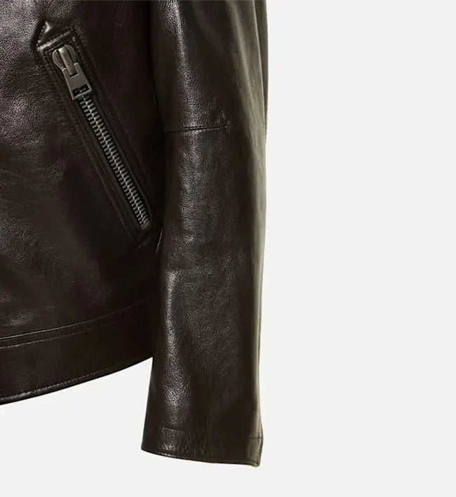 slim fit brown biker leather jacket for men
